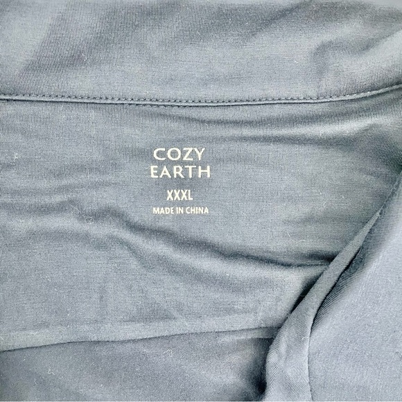 NWT COZY EARTH Navy Long Sleeve Bamboo Pajama Top Button Down Sleep Shirt‎ XXXL - Picture 6 of 14